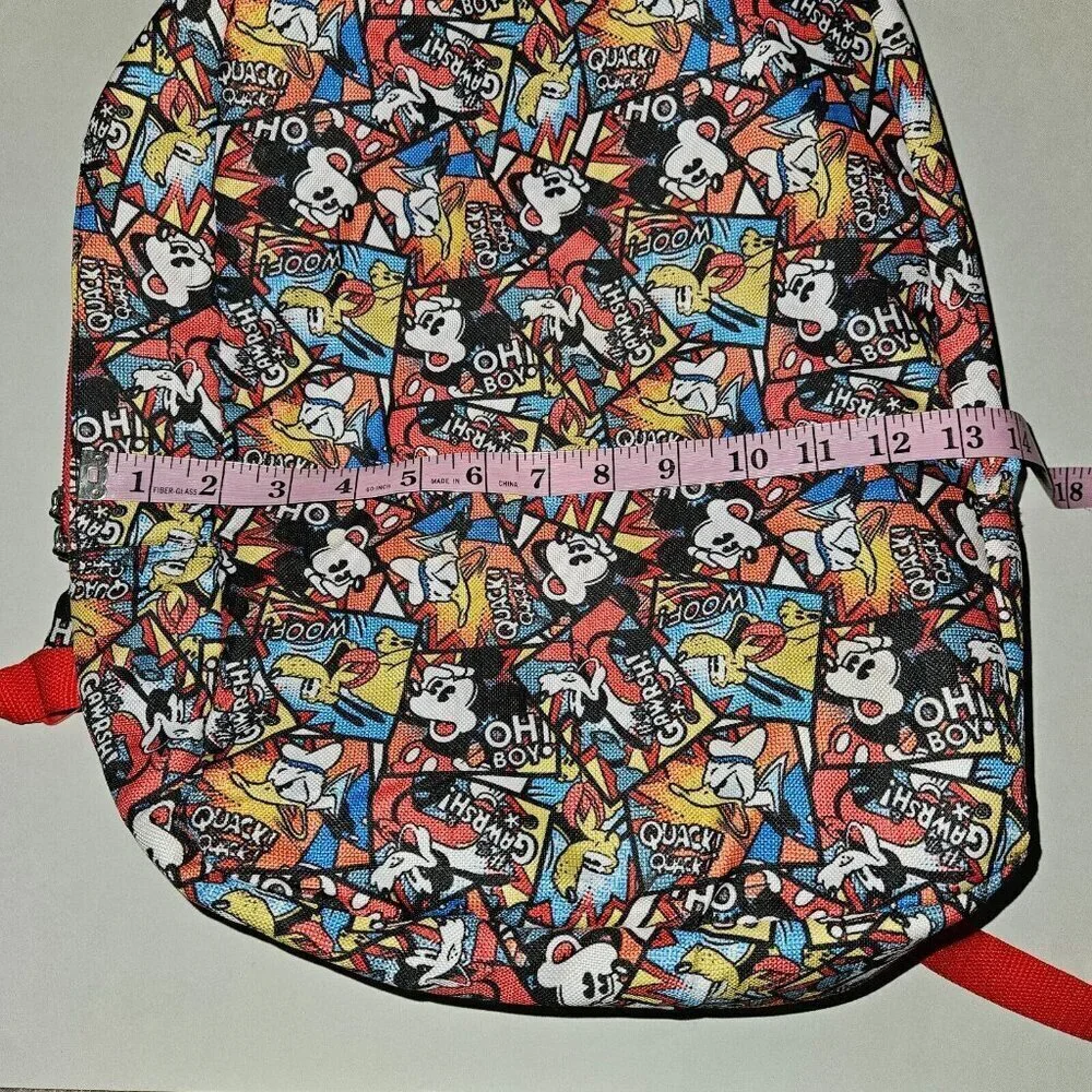 Disney Parks Mickey Mouse Lightweight Backpack Red Black Oh Boy Donald Goofy